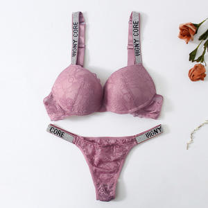 Conjunto de sujetador y bragas de encaje para mujer, ropa interior con letras de realce, Bralette, novedad de <span class=keywords><strong>2022</strong></span> - Product Image 6