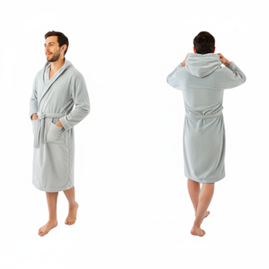 Peignoir à capuche en velours de coton pour hommes/femmes - Product Image 1