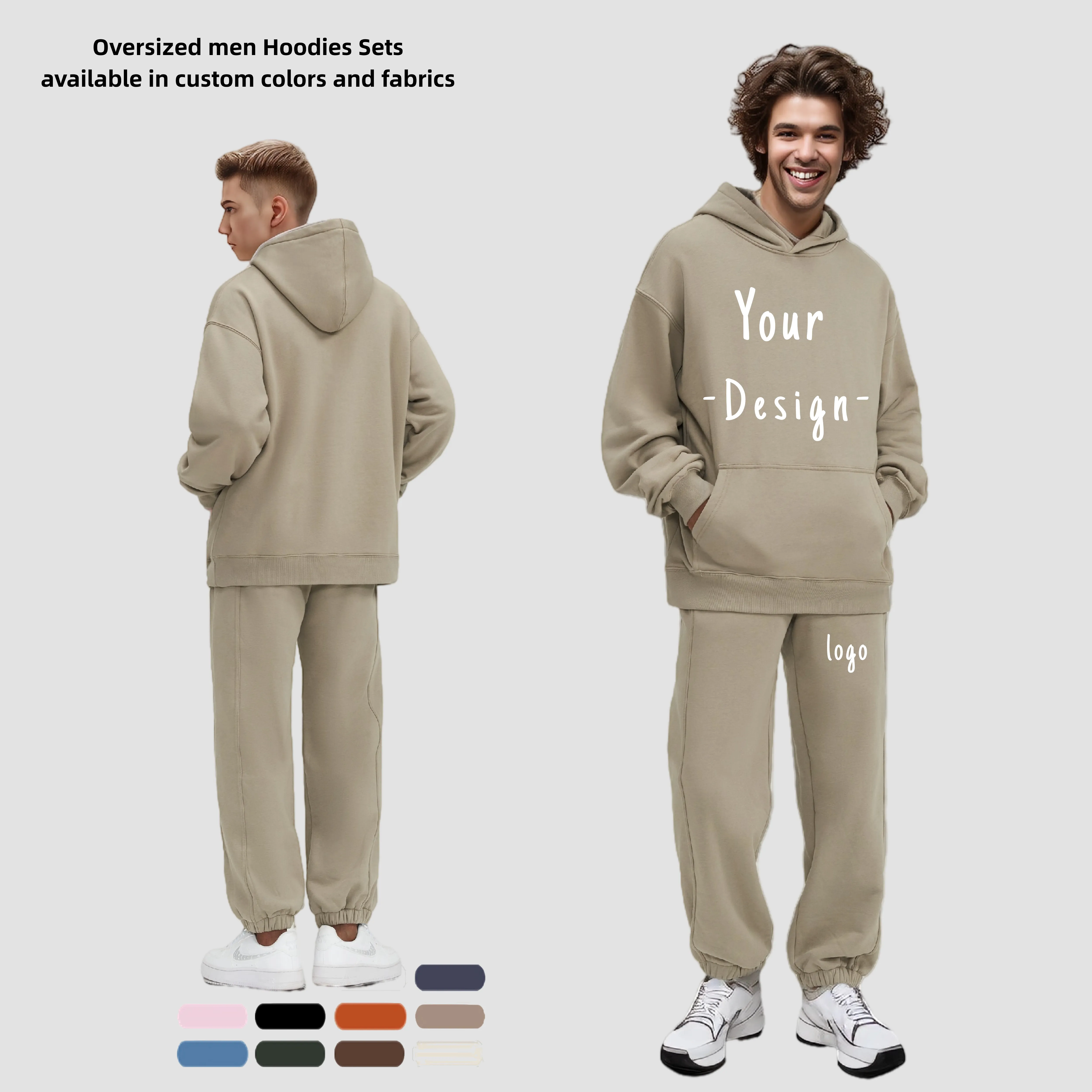 Survêtements pour hommes Ensemble 2 pièces Sweat à capuche Jogger Survêtements surdimensionnés à manches longues Sweat à capuche et pantalon