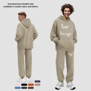 Setelan keringat untuk pria Set 2 buah Hoodie Jogger lengan panjang kebesaran sweatsuit Hoodie dan celana