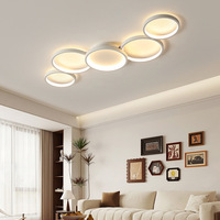 Plafonnier LED moderne et minimaliste en fer pour salon et salle à manger - Luminosité réglable en continu, lumière blanche chaude, montage en saillie