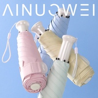 Parapluie rétractable pliable compact portable avec poignée télescopique en tissu nylon 190T - Protection solaire pour femmes et hommes, résistant aux UV