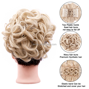 Cheveux synthétiques bouclés pour femme blanche, 40 couleurs, chouchou pour <span class=keywords><strong>mariage</strong></span>, rembourrage, <span class=keywords><strong>chignon</strong></span>, donuts, Offre Spéciale - Product Image 2