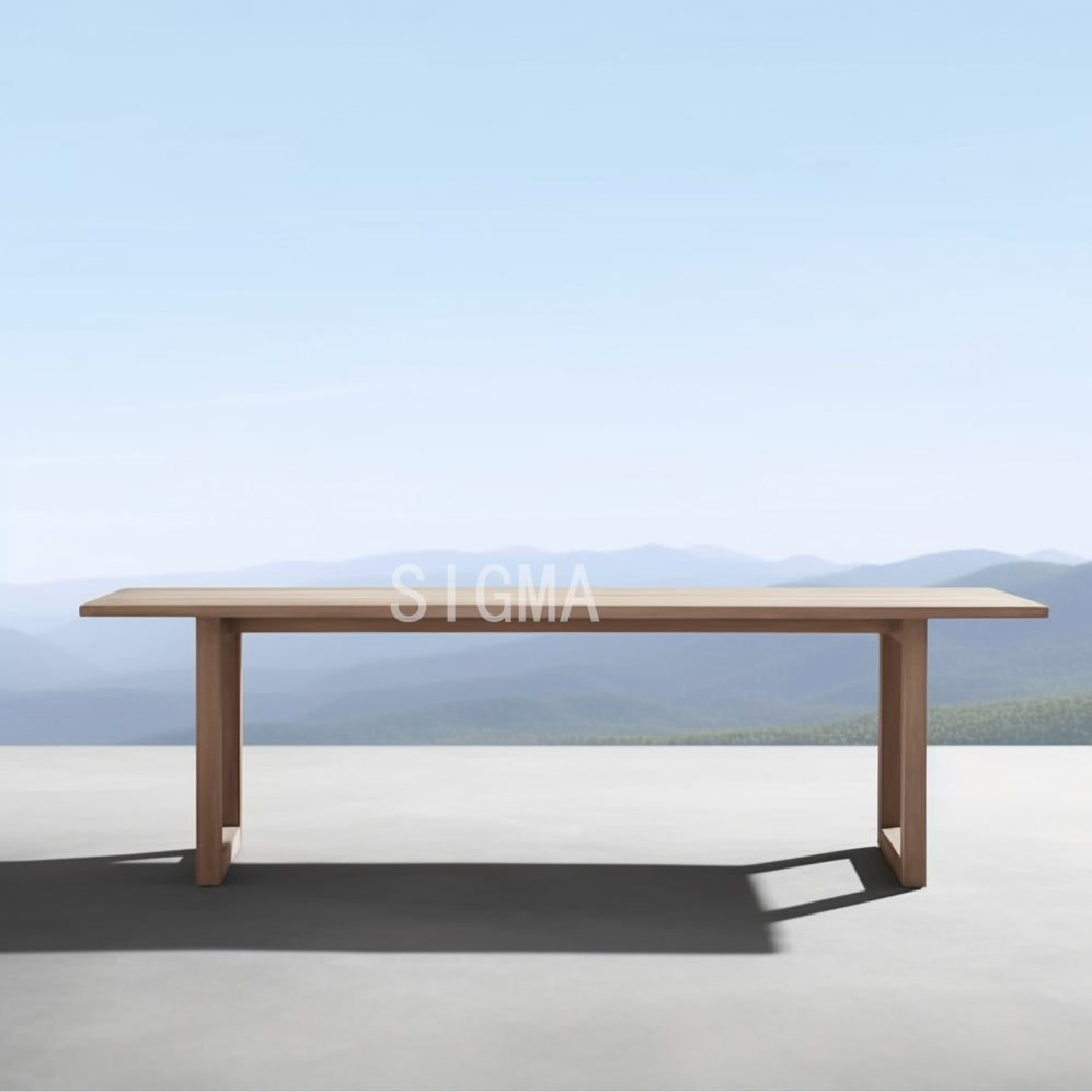 Hotel Outdoor Rectangular Table Teak Wood Dining Table And Chair Waterproof Furniture