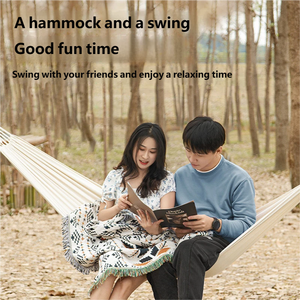 Hamaca Doble Antivuelco para Exteriores <span class=keywords><strong>con</strong></span> Postes <span class=keywords><strong>de</strong></span> <span class=keywords><strong>Madera</strong></span> Curvados, Diseño Colorblock, Capacidad para 2 Personas, Capacidad <span class=keywords><strong>de</strong></span> Peso <span class=keywords><strong>de</strong></span> 200 kg, Uso en Todas las Estaciones - Product Image 5