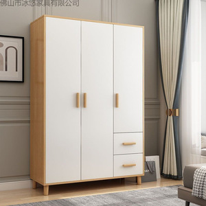 Armoire en bois massif, style moderne minimaliste, facile à assembler, multifonctionnelle pour appartements locatifs - Product Image 1