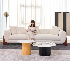 Juego de Sofás Modernos Italianos para Sala de Estar, Elegante Sofá Seccional de Lana de Cordero Suave y Cómodo para Villa o Apartamento - Product Image 5