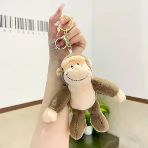 Linda venta al por mayor suave chimpancé llavero de peluche juguetes colgantes mono animales de peluche juguetes gorila llavero