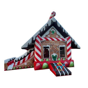 Bonhomme en pain d'épice de Noël commercial sautant château toboggan Combo imperméable ignifuge PVC matériel pour le plaisir en plein air! - Product Image 1