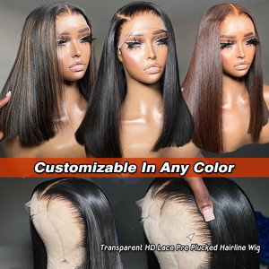 Pelucas de Cabello Humano Indio Virgen, Peluca Lisa con Reflejos, Peluca de Encaje Frontal 13x4 sin Pegamento, Pelucas de Encaje Completo HD para Mujer - Product Image 5