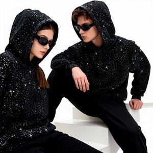 เสื้อฮู้ดดี้ประดับเพชร สไตล์สตรีท คอลเลคชั่นใหม่ ฤดูใบไม้ผลิ 2026  โลโก้สั่งทำได้ คุณภาพสูง ผ้าคอตตอนผสมโพลีเอสเตอร์ ทรงโอเวอร์ไซส์ แบบครอป - Product Image 3