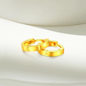 Pendientes de Aro para niños de oro de 18K, luz geométrica de moda, diseño de nicho de lujo, piedra Natural pequeña, venta al por mayor - Product Image 2