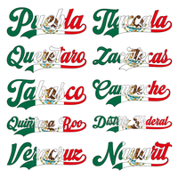 Placas con nombres de estados de México, diseños de letras y banderas, pegatinas de transferencia UV DTF, calcomanías listas para aplicar en tazas Libbey Cold Cup