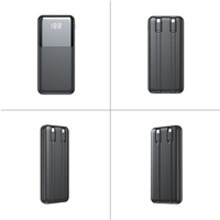 Power Bank Baterai Li-Polymer Portabel 10000mAh 20000mAh 20W PD Pengisian Cepat Layar LED dengan 2 Kabel USB Type-C dan Android