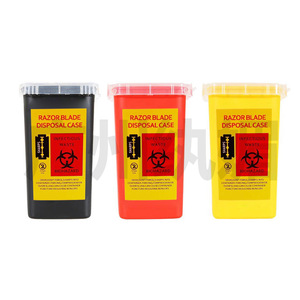 Boîte de récupération des lames de rasoir Wanmei, noire, rouge, jaune, en plastique, conteneur pour objets tranchants à usage professionnel pour barbiers et salons. - Product Image 1