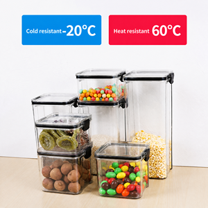 Juego de 16 Recipientes Cuadrados Modernos para Almacenamiento de Alimentos, Recipientes de Plástico Sellados, Ecológicos, Duraderos, Organizador de Granos para Cocina y Refrigerador - Product Image 3