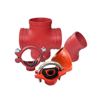 FM pour système d'extinction d'incendie haute pression homologué, boulons en U en fonte ductile fabriqués en Chine, peints, raccords mécaniques en T NPT