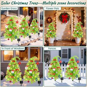 Paquete de 2 Árboles de Navidad Solares, Árbol de Navidad Decorativo para Exteriores de 31.5 Pulgadas, Árboles de Navidad Flexibles con Luces LED y Adornos - Product Image 6