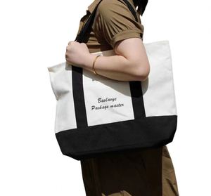 Sac fourre-tout en coton réutilisable extra large personnalisé avec logo brodé et poignée en corde, sac de shopping en toile personnalisé - Product Image 2