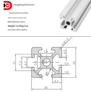Profili in Alluminio con Scanalature a T 2020, Spessore 1,5mm, 20mm X 20mm - Quattro Aperture, 100cm-600cm, Estrusione in Alluminio - Product Image 2