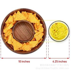 ถาดไม้อาคาเซียทำมือพร้อมชามจุ่มสำหรับเสิร์ฟในงานปาร์ตี้ - Product Image 4
