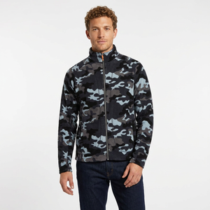 Chaqueta de Forro Polar con Camuflaje para Hombre, Cierre Frontal con Cremallera, Cuello Alto, Estilo Casual para Exteriores, Exterior de Poliéster, Corte Regular, Estilo Otoñal - Product Image 1