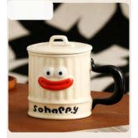 Tasse de dessin animé mignon personnalisable avec conception de bouche de saucisse souriante, matériau en céramique-idéal pour le café, le thé et les cadeaux