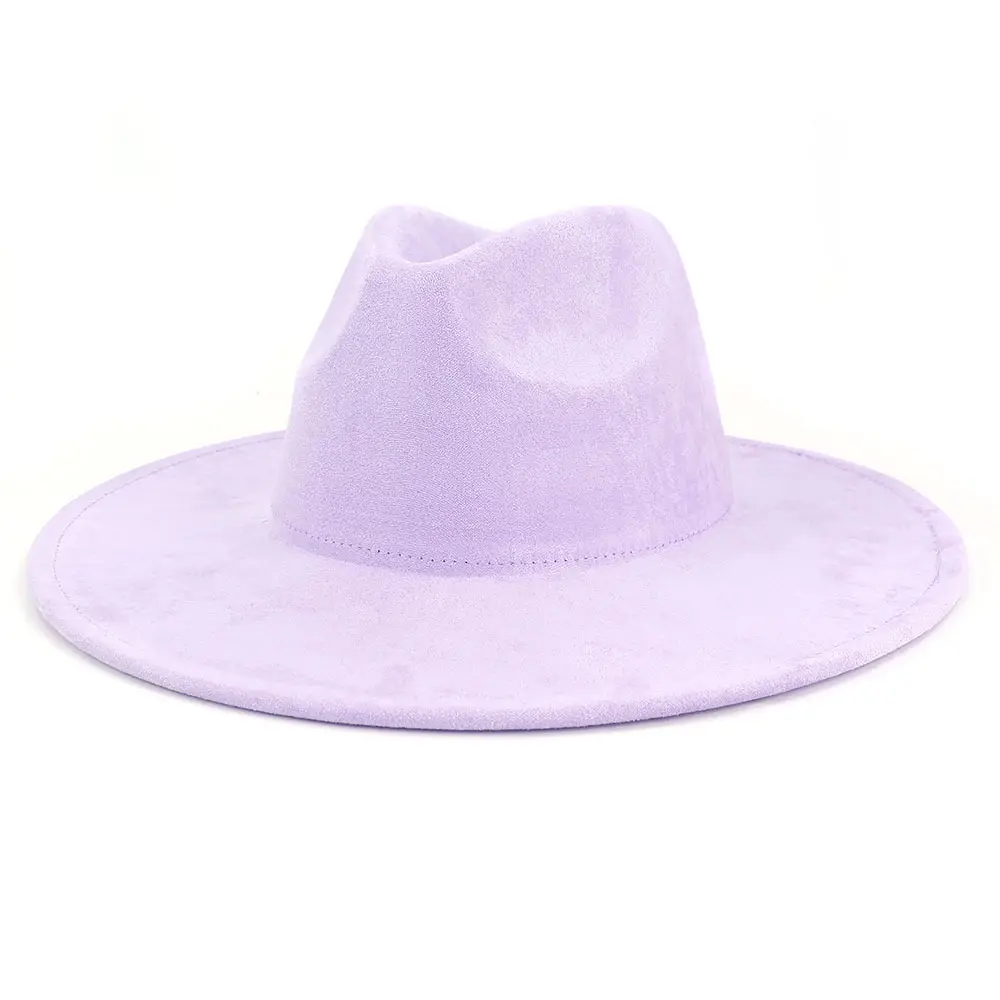 Wholesale New Vintage Felt Soft Brim Fedora Cap Winter Simple Flat Top Wide Brim Jazz Hat Fashion Casual Wide Brim Jazz Hat