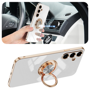 Para <span class=keywords><strong>Samsung</strong></span> A55 funda con soporte para anillo, funda de teléfono de TPU suave chapada de lujo para <span class=keywords><strong>Samsung</strong></span> <span class=keywords><strong>Galaxy</strong></span> A05S A15 A35 A55 5G - Product Image 4