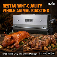 Grill rotatif double en acier inoxydable avec capot isolé, cuisson double face, grande capacité, rôtissoire à charbon de bois