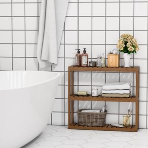 New Arrival Wood Shower Caddy Hanging Estantes De Pared Repisas Flotantes Foldable <strong>3</strong>-<strong>Tiers</strong> Bamboo Wall <strong>Shelves</strong> for Bath Towel - Product Image 4