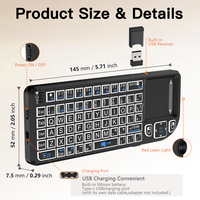 Mini clavier sans fil Rii I8 Pro 2.4G+BT, souris volante, rétroéclairé, télécommande espagnole et française pour Android TV Box, projecteur