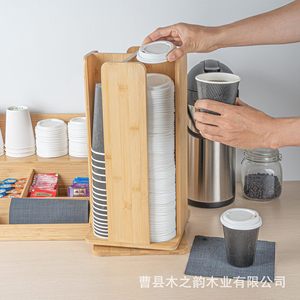 ชั้นวางแก้วกระดาษไม้ไผ่แบบหมุนได้หลายช่องใส่แก้วกาแฟที่บ้านสำนักงานเป็นมิตรกับสิ่งแวดล้อม - Product Image 2