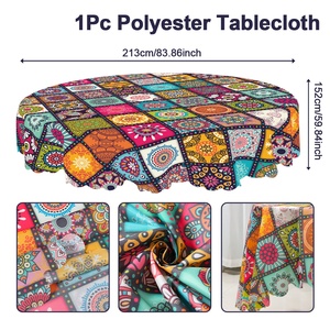 Tovaglia Ovale in Poliestere con Motivo Floreale in Stile Bohémien per Feste e Decorazione della <span class=keywords><strong>Tavola</strong></span> <span class=keywords><strong>da</strong></span> Pranzo - Product Image 6