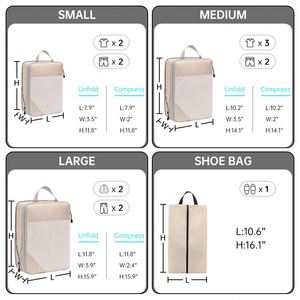 Custom Logo Compression Packing <b>Cubes</b> 4pcs Sets Expandable Travel Luggage Storage Bags Organizers Set - Product Image 2