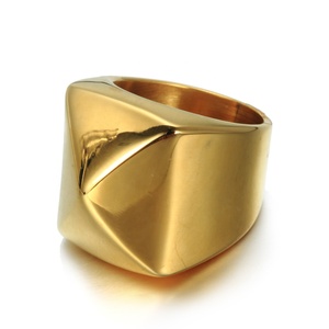 Nhà Máy Mới Thiết Kế Độc Đáo Người Đàn Ông Hình Học Đồ Trang Sức Mát Mẻ Punk Thiết Kế Trống 3D Thép Không Gỉ Tam Giác Kim Tự Tháp Vòng - Product Image 5