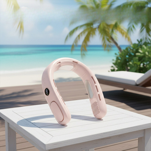 Ventilador de Cuello Portátil, Manos Libres, Alta Velocidad, Turbo, Pantalla LED, Cuerpo de Cobre, Control Táctil, Sin Aspas, Colgante, Recargable para Exteriores - Product Image 1