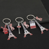 Porte-clés Paris en acier inoxydable, imprimé UV, avec motifs Moulin Rouge, Tour Eiffel, Arc de Triomphe, et motifs goutte de graisse et colle, tendance