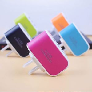 3usb 5v2a Candy Color <b>Charger</b> Euro Standard American Standard Led Phone Charging Head Smart <b>Multi</b> Port Usb <b>Charger</b> - Product Image 2