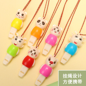 Sifflets lumineux en forme d'animaux de dessin animé avec cordon pour enfants, jouets pour fête d'anniversaire, cadeaux pour la maternelle, couleurs mélangées, en plastique - Product Image 3
