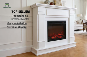 <span class=keywords><strong>Chimenea</strong></span> Moderna Blanca <span class=keywords><strong>con</strong></span> Acabado Pintado en Blanco Premium, <span class=keywords><strong>Chimenea</strong></span> Eléctrica Completa Independiente para Sala de Estar - Product Image 2