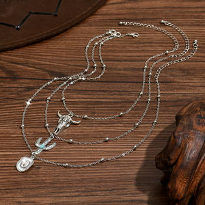 Ifkm สร้อยคอหัววัวทรงแคคตัสประดับมุกสไตล์โบฮีเมียนคาวบอยตะวันตกสไตล์โบฮีเมียนจากยุโรปและอเมริกา - Product Image 5