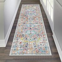 Tapis de couloir vintage à motif floral oriental vieilli, antidérapant, lavable, long, style bohème, tapis de zone à motif traditionnel