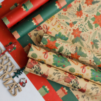 Rouleaux de papier cadeau de Noël, papier cadeau vintage en kraft, papier d'emballage pour cadeaux de Noël, papier d'emballage pour décorations de boîtes cadeaux