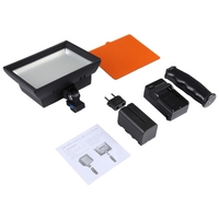 Lampe vidéo LED-187A 187 LED avec batterie NP-F770 7.4V 4400mAh, diffuseurs et filtre jaune pour caméscope, noire