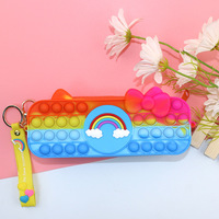 Hengyao – sac à bulles de rangement pour stylos, pochette à crayons pop arc-en-ciel en silicone