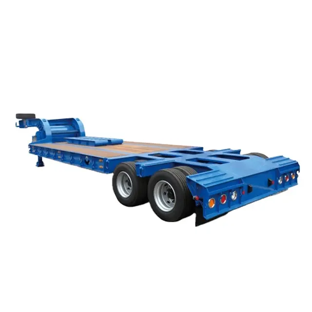 จีนขายร้อน 3/4 เพลา 60 80 100 ตันHeavy Duty Gooseneck Low Loaderเตียงต่ําLowboyรถบรรทุกLowbedกึ่งพ่วง