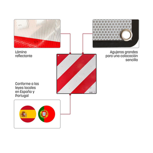 Panneau en aluminium Italie Espagne 50 réfléchissant rouge/blanc pour supports arrière/supports de vélo pour voitures et camping - Product Image 3
