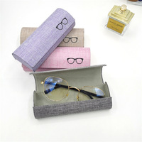 Boîte à lunettes portable en lin avec logo personnalisé, étui rigide rectangulaire pour lunettes optiques, emballage écologique pour lunettes, vente en gros