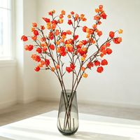 Cabang Physalis Sutra Realistis 74cm, Buah Lampion Keberuntungan Mirip Asli, Dekorasi Bunga Bohemian untuk Pernikahan Hotel